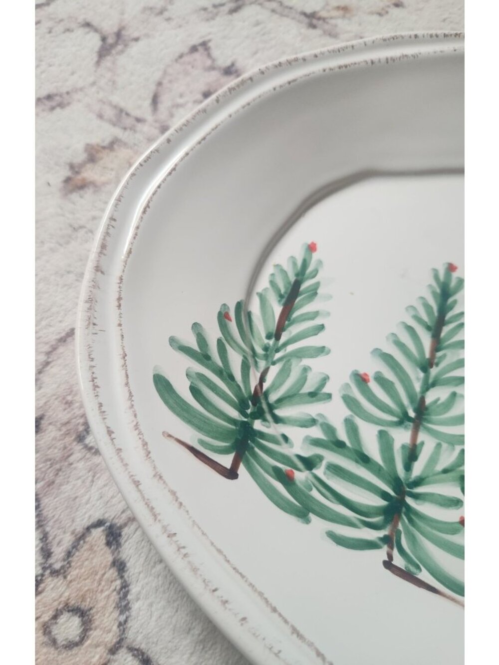 Vietri Lastra Holiday Oval Platter Made In Italy With Trees NWT - Picture 5 of 5